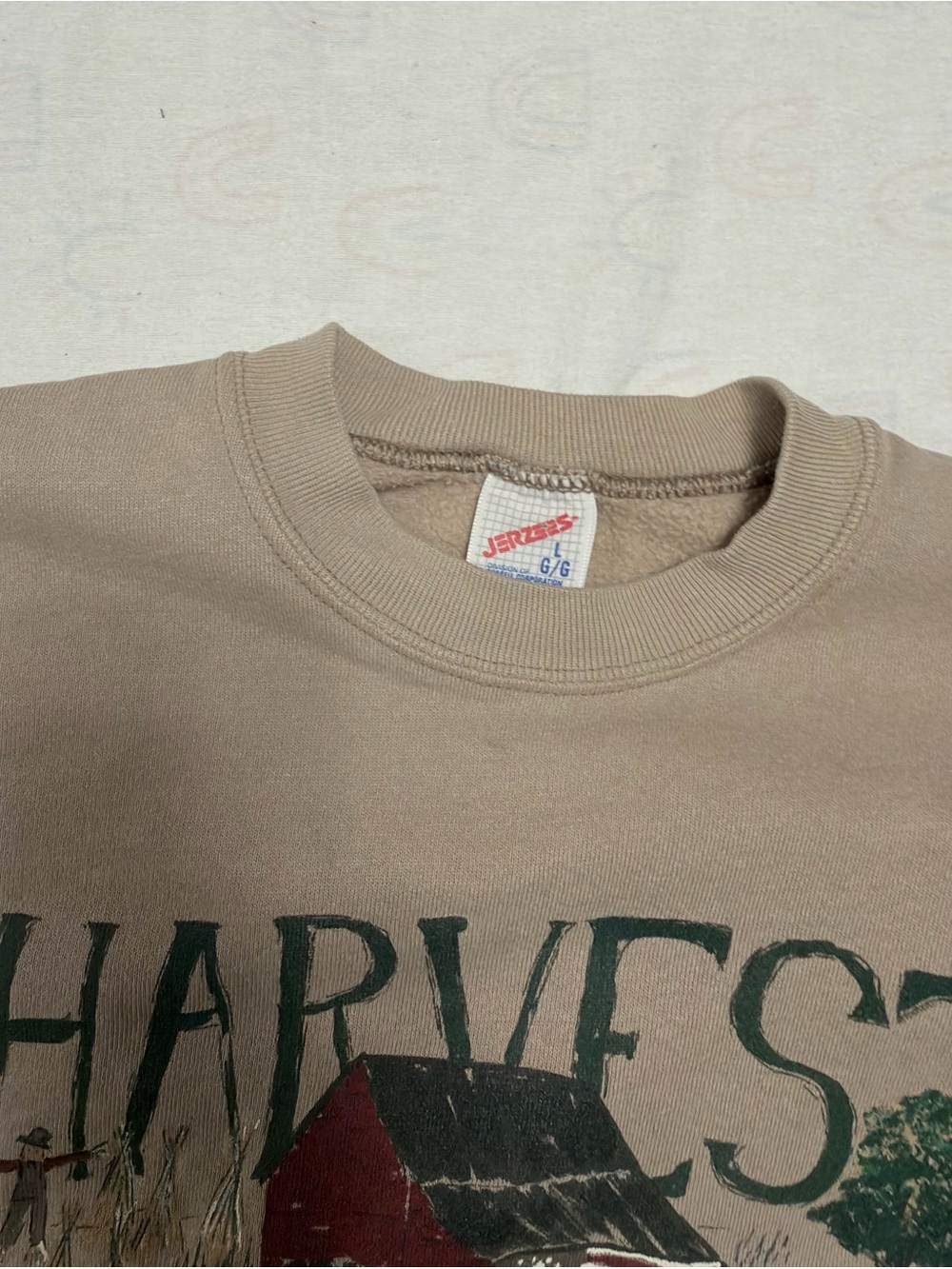 Jerzees Harvest Graphic Beige Sweatshirt - Picture 4 of 4